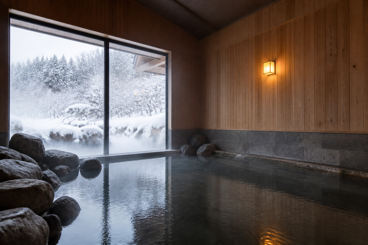 十和田湖湖畔の雪見露天風呂