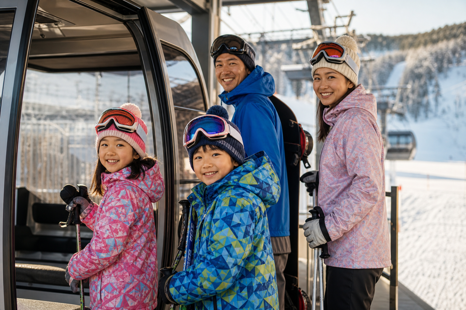 新幹線の車内から雪景色を望む旅のイメージ