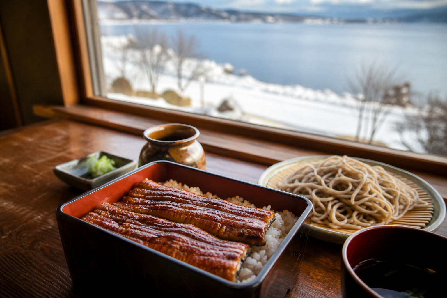 諏訪湖畔の食と霧ヶ峰帰りの立ち寄りイメージ