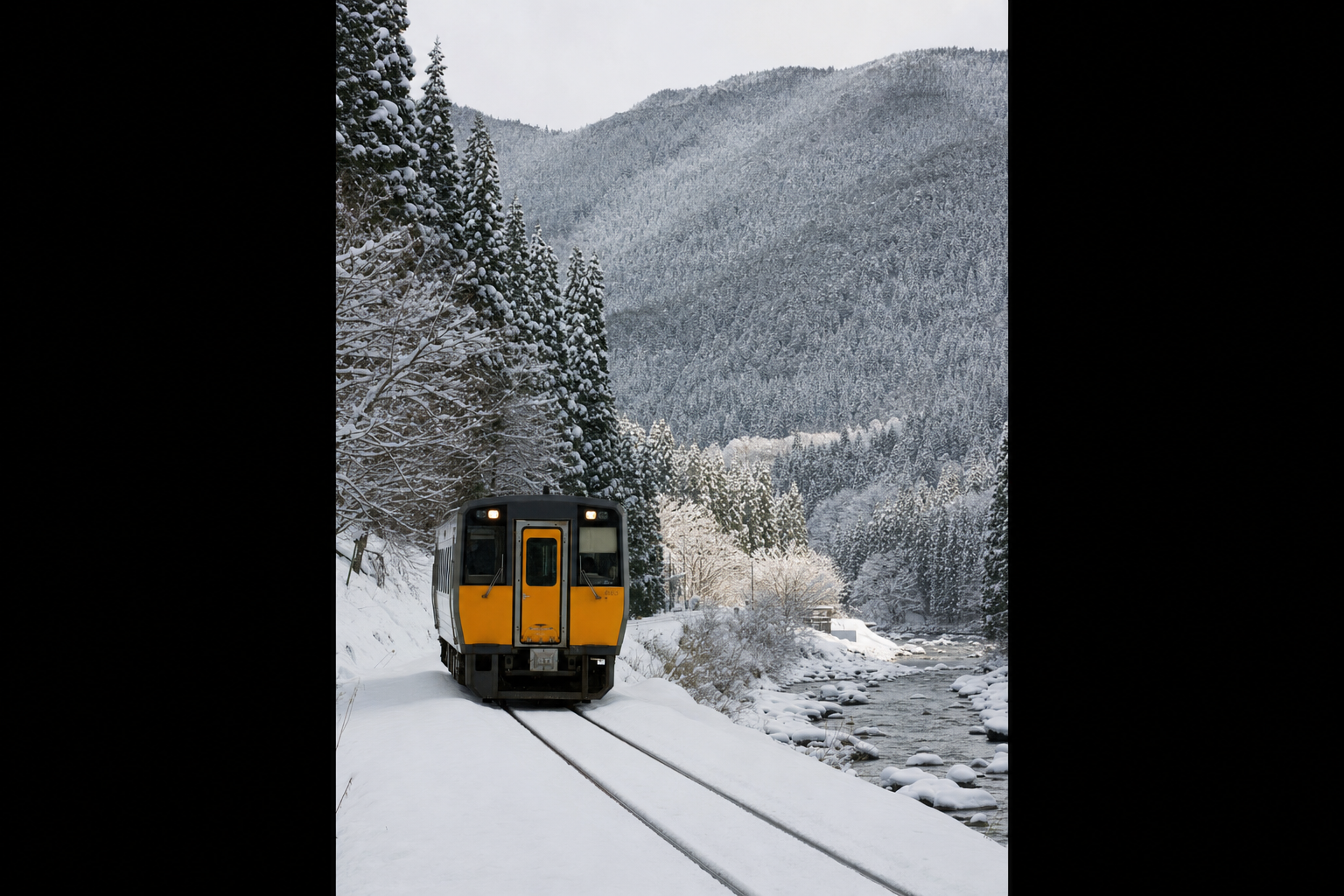 雪景色のJR木次線——三井野原駅からゲレンデへ向かう冬のローカル線