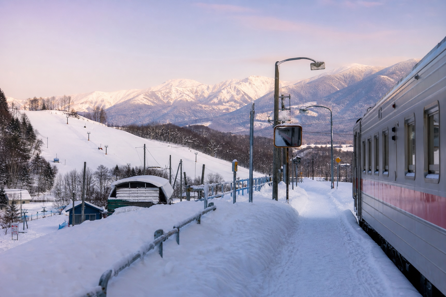 JR上富良野駅から日の出公園へ向かう雪道——徒歩圏の町営ゲレンデ
