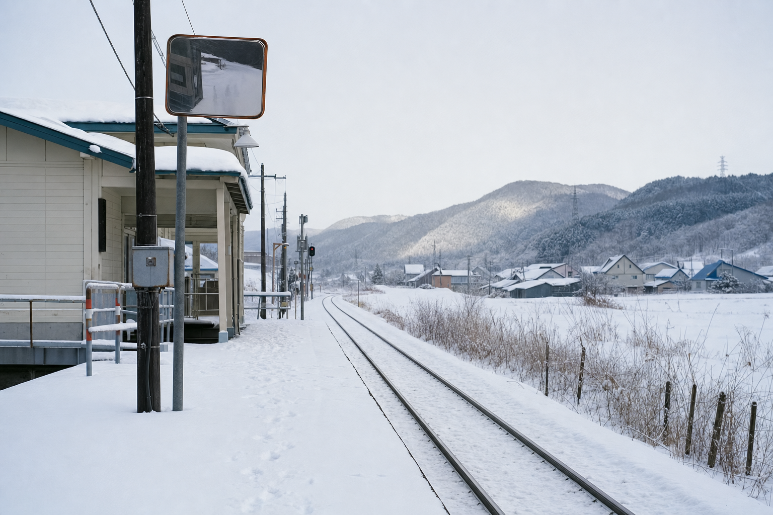 天塩中川駅周辺——雪の道北の町並み