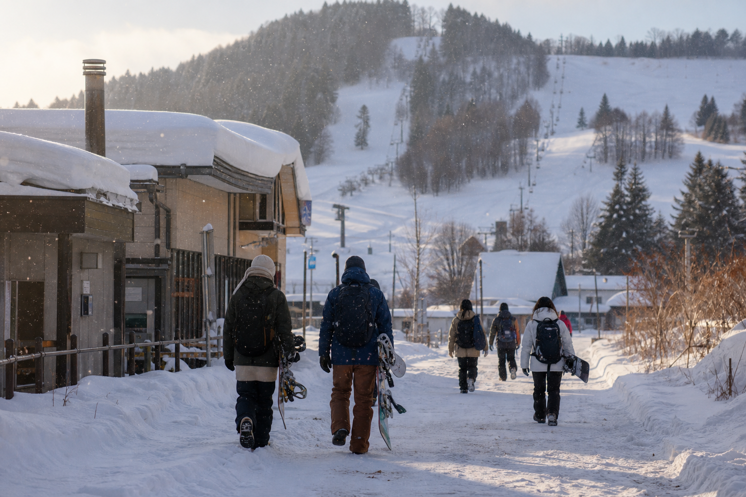 JR上富良野駅から日の出公園へ向かう雪道——徒歩圏の町営ゲレンデ